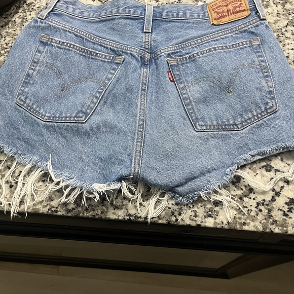 Levi's Pants - Levi's Light Blue Frayed Hem Jean Shorts